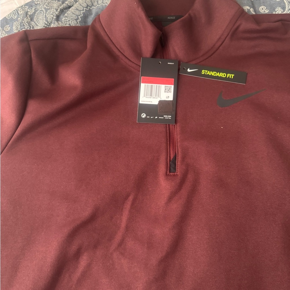 Nike Red Lightweight Shirt Jacket with Quarter-Zip